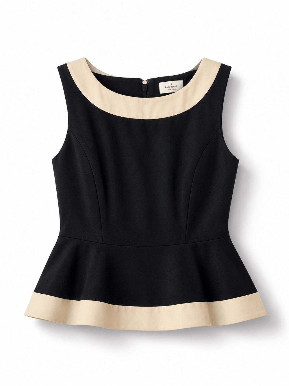 ♠️ Kate Spade Black and Cream Peplum Blouse